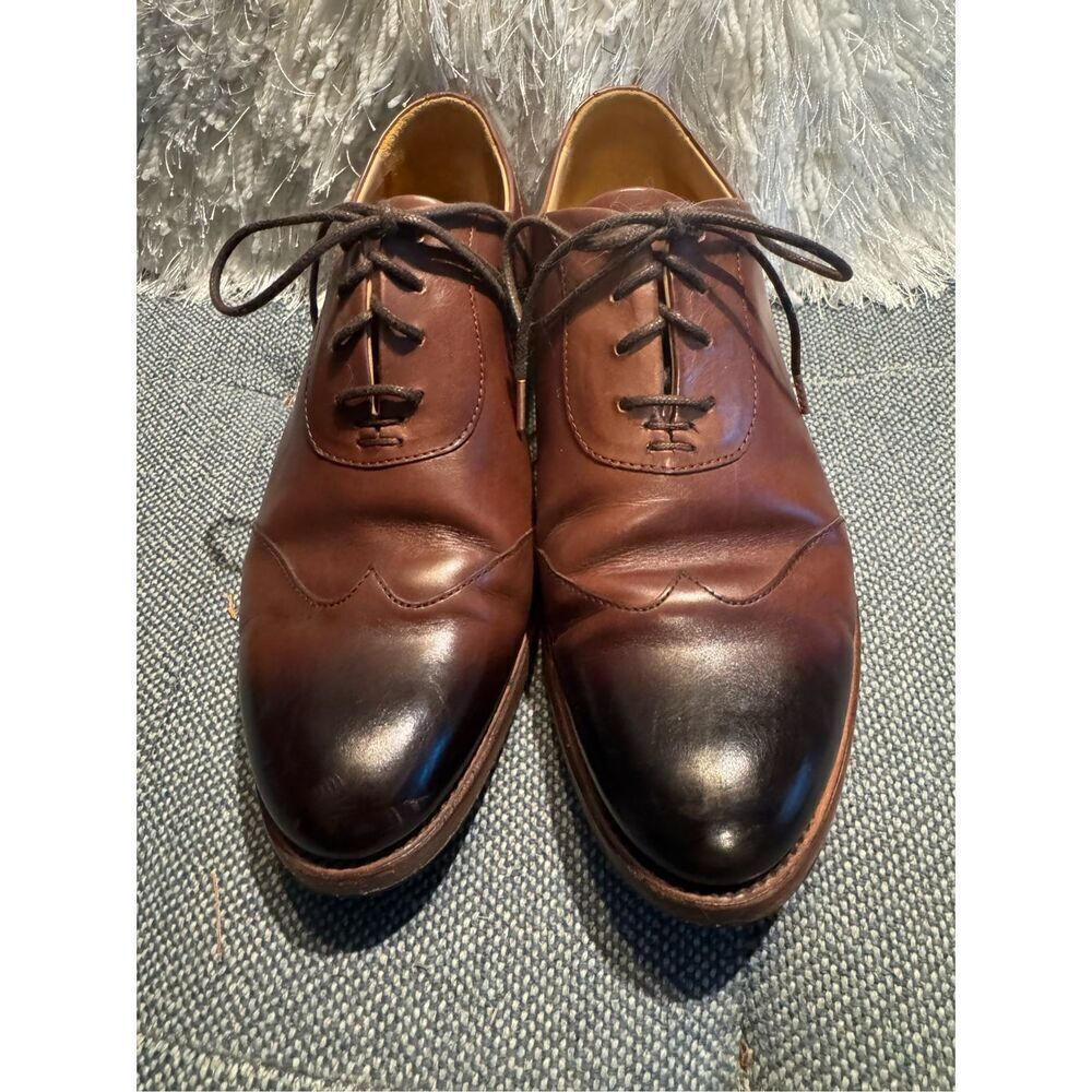 THE OFFICE OF ANGELA SCOTT Mr. Evans Walnut Leather Women's Wingtip Oxford 37.5W - Picture 2 of 8